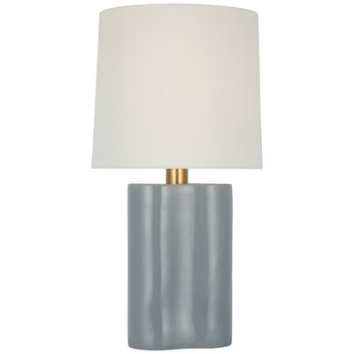 Barbara Barry Lakepoint Large Table Lamp in Sky Gray with Linen Shade W15.5