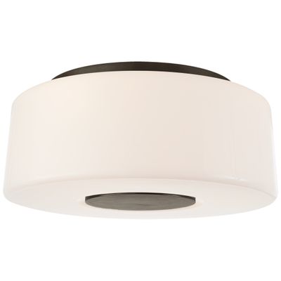 Barbara Barry Acme Large Flush Mount in Bronze with White Glass Ceiling Light W16.25