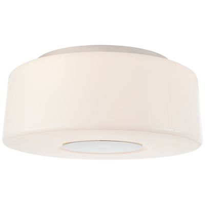 Barbara Barry Acme Large Flush Mount in Polished Nickel with White Glass Ceiling Light W16.25