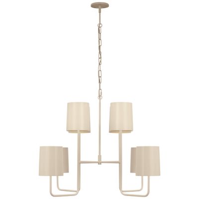 Barbara Barry Go Lightly Extra Large Two Tier Chandelier in China White with China White Shades Ceiling Light W30