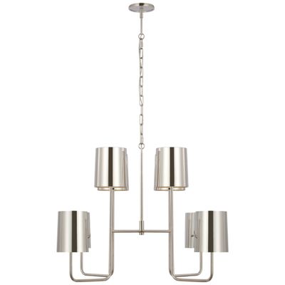 Barbara Barry Go Lightly Extra Large Two Tier Chandelier in Polished Nickel with Polished Nickel Shades Ceiling Light W30