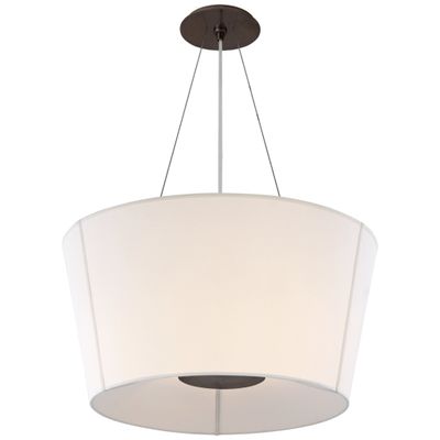 Barbara Barry Hoop Medium Inverted Hanging Shade in Bronze with Linen Shade Ceiling Light W26
