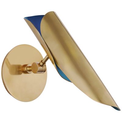 Champalimaud Flore Single Wall Light in Soft Brass and Riviera Blue W5.25