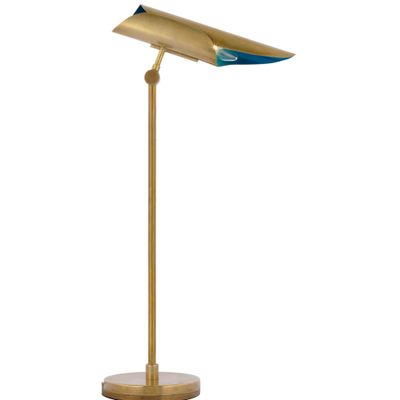 Champalimaud Flore Desk Lamp in Soft Brass and Riviera Blue Table Lamp W6