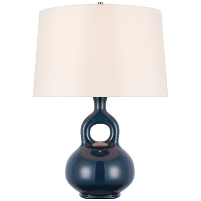Champalimaud Lamu Large Table Lamp in Mixed Blue Brown with Linen Shade W20