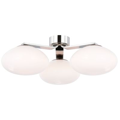 Champalimaud Marisol XL Triple Flush Mount in Polished Nickel with White Glass Ceiling Light W26.75