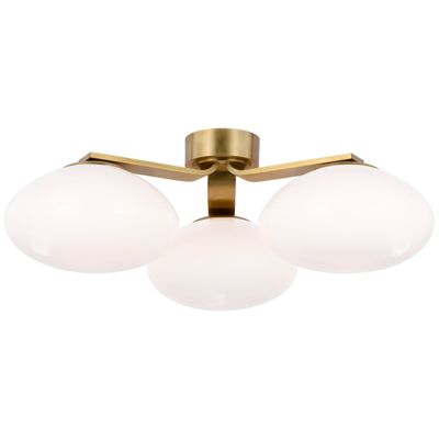 Champalimaud Marisol XL Triple Flush Mount in Soft Brass with White Glass Ceiling Light W26.75