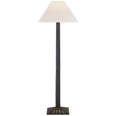 Chapman & Myers Strie Buffet Lamp in Aged Iron with Linen Shade Table Lamp W10