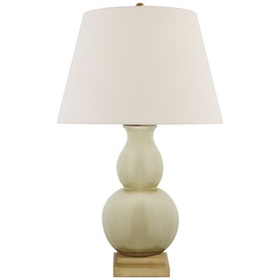 Chapman & Myers Gourd Form Small Table Lamp in Tea Stain with Linen Shade W16