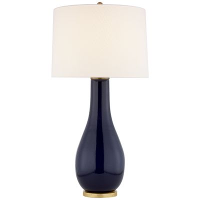 Chapman & Myers Orson Balustrade Form Table in Denim with Linen Shade Table Lamp W17