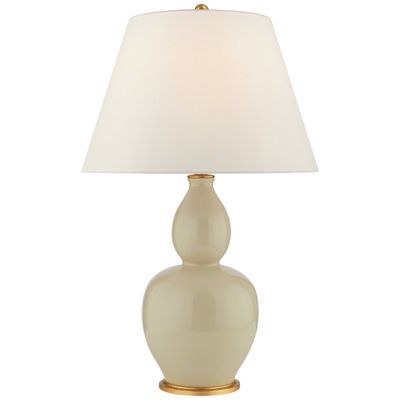 Chapman & Myers Yue Double Gourd Table Lamp in Coconut with Linen Shade W20