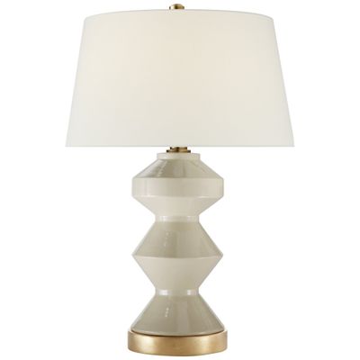 Chapman & Myers Weller Zig-Zag Table Lamp in Coconut with Linen Shade W19