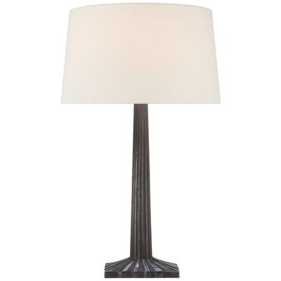 Chapman & Myers Strie Fluted Column Table Lamp in Aged Iron with Linen Shade W17