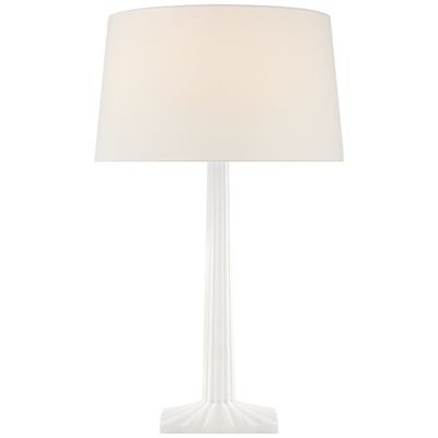 Chapman & Myers Strie Fluted Column Table Lamp in Plaster White with Linen Shade W17