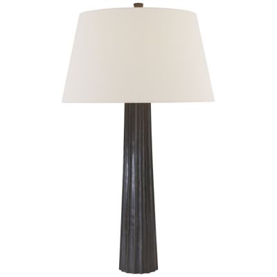 Chapman & Myers Fluted Spire Large Table Lamp in Aged Iron with Linen Shade W17