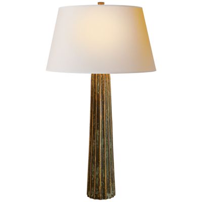 Chapman & Myers Fluted Spire Large Table Lamp in Bronze with Verdigris Highlights with Natural Paper Shade W17