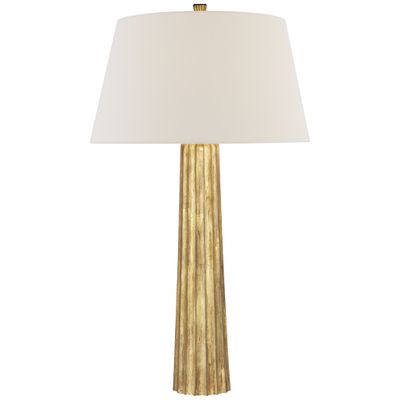 Chapman & Myers Fluted Spire Large Table Lamp in Gilded Iron with Linen Shade W17