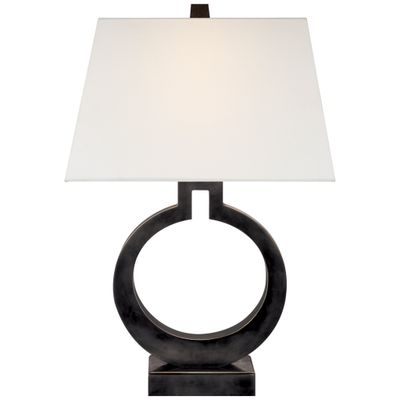 Chapman & Myers Ring Form Large Table Lamp in Bronze with Linen Shade W18