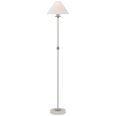 Chapman & Myers Caspian Medium Floor Lamp in Polished Nickel and Alabaster with Linen Shade W10.5