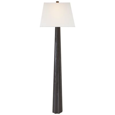 Chapman & Myers Fluted Spire Floor Lamp in Aged Iron with Linen Shade W19