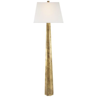 Chapman & Myers Fluted Spire Floor Lamp in Gilded Iron with Linen Shade W19