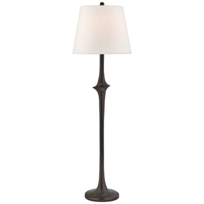 Chapman & Myers Bates Large Sculpted Floor Lamp in Aged Iron with Linen Shade W19