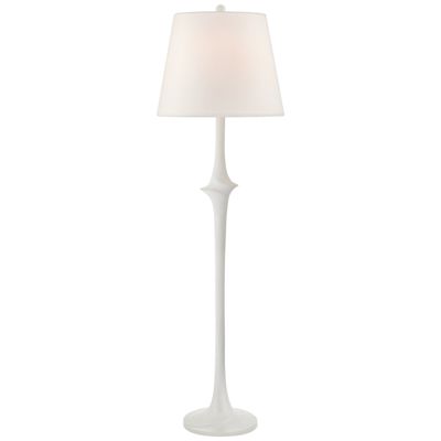 Chapman & Myers Bates Large Sculpted Floor Lamp in Matte White with Linen Shade W19