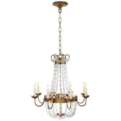 Chapman & Myers Paris Flea Market Medium Chandelier in Antique-Burnished Brass and Seeded Glass Ceiling Light W24.75