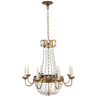 Chapman & Myers Paris Flea Market Medium Chandelier in Gilded Iron and Seeded Glass Ceiling Light W24.75