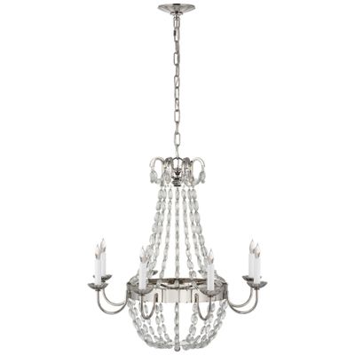 Chapman & Myers Paris Flea Market Medium Chandelier in Polished Nickel and Seeded Glass Ceiling Light W24.75