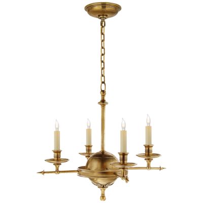 Chapman & Myers Leaf and Arrow Small Chandelier in Antique-Burnished Brass Ceiling Light W15.5