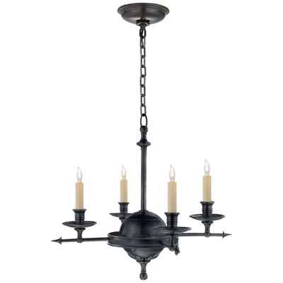 Chapman & Myers Leaf and Arrow Small Chandelier in Bronze Ceiling Light W15.5
