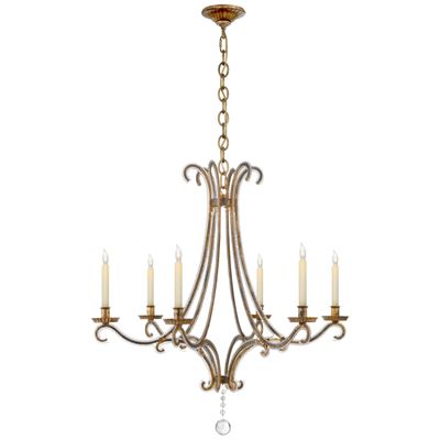 Chapman & Myers Oslo Medium Chandelier in Gilded Iron with Crystal Ceiling Light W32.75