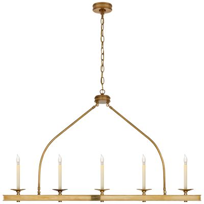 Chapman & Myers Launceton Large Linear Pendant in Antique-Burnished Brass Ceiling Light W52