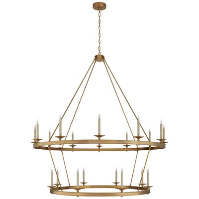 Chapman & Myers Launceton XXL Two Tiered Chandelier in Antique-Burnished Brass Ceiling Light W63.5