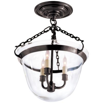 Chapman & Myers Country Semi-Flush Bell Jar Lantern in Bronze Ceiling Light W13