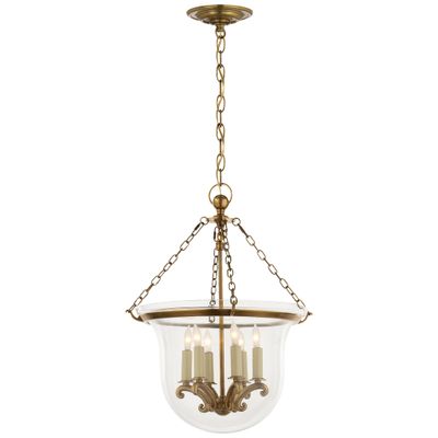 Chapman & Myers Country Medium Bell Jar Lantern in Antique-Burnished Brass Ceiling Light W15.5