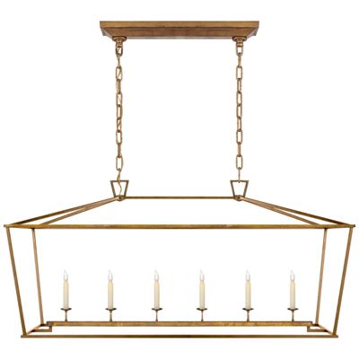 Chapman & Myers Darlana Large Linear Lantern in Gilded Iron Ceiling Light W54