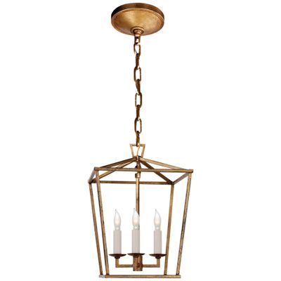 Chapman & Myers Darlana Mini Lantern in Gilded Iron Ceiling Light W9.75