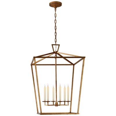 Chapman & Myers Darlana Extra Large Lantern in Gilded Iron Ceiling Light W29