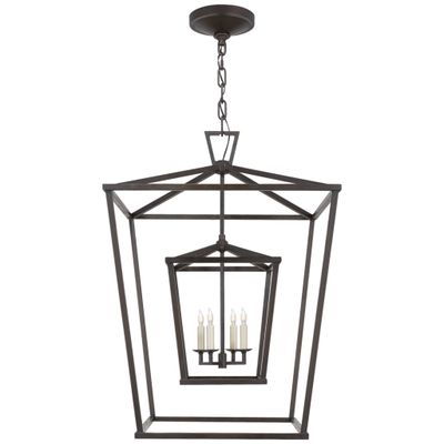 Chapman & Myers Darlana Large Double Cage Lantern in Aged Iron Ceiling Light W24