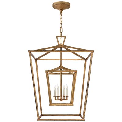 Chapman & Myers Darlana Large Double Cage Lantern in Gilded Iron Ceiling Light W24