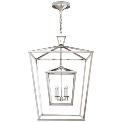 Chapman & Myers Darlana Large Double Cage Lantern in Polished Nickel Ceiling Light W24