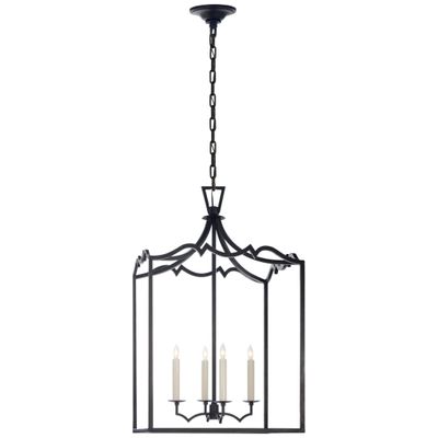 Chapman & Myers Darlana Medium Fancy Lantern in Aged Iron Ceiling Light W17.25