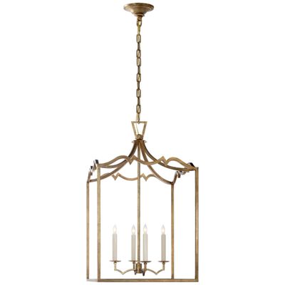 Chapman & Myers Darlana Medium Fancy Lantern in Gilded Iron Ceiling Light W17.25