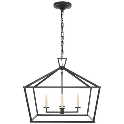 Chapman & Myers Darlana Medium Wide Lantern in Aged Iron Ceiling Light W28