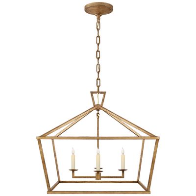 Chapman & Myers Darlana Medium Wide Lantern in Gilded Iron Ceiling Light W28
