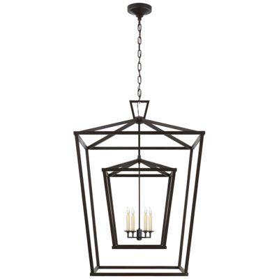 Chapman & Myers Darlana Extra Large Double Cage Lantern in Aged Iron Ceiling Light W29