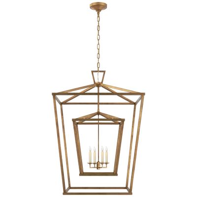 Chapman & Myers Darlana Extra Large Double Cage Lantern in Gilded Iron Ceiling Light W29