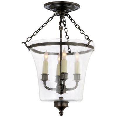 Chapman & Myers Sussex Semi-Flush Bell Jar Lantern in Bronze Ceiling Light W12